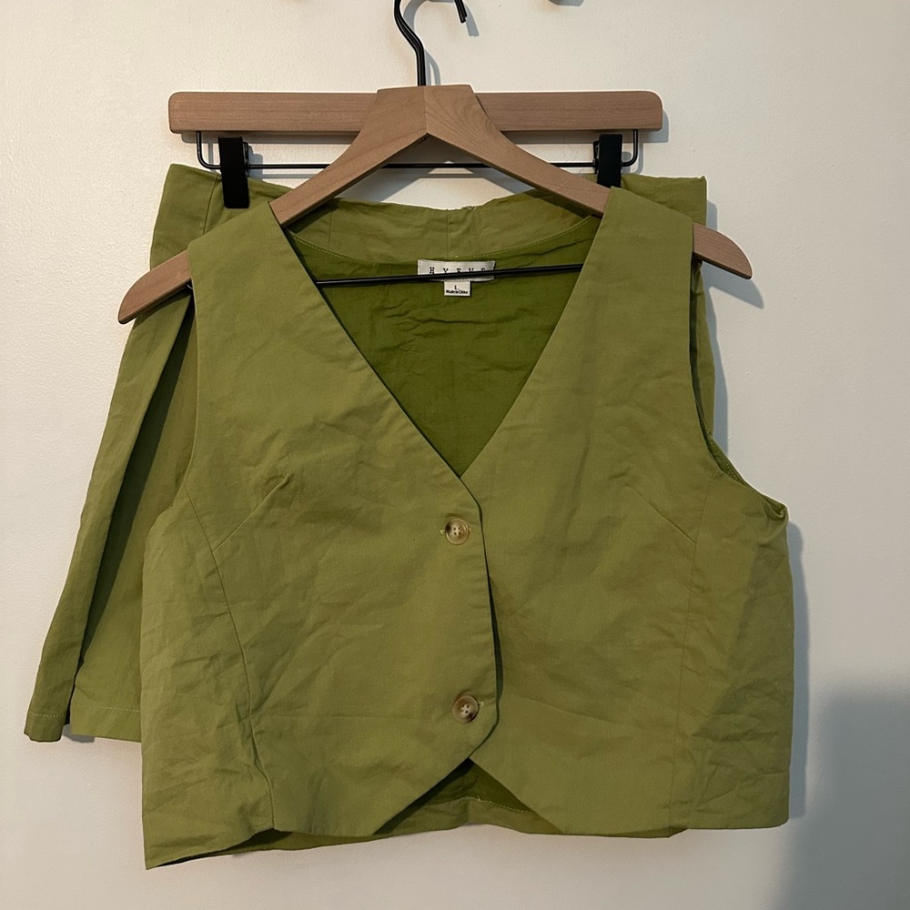 Women Olive Green Two Piece Set